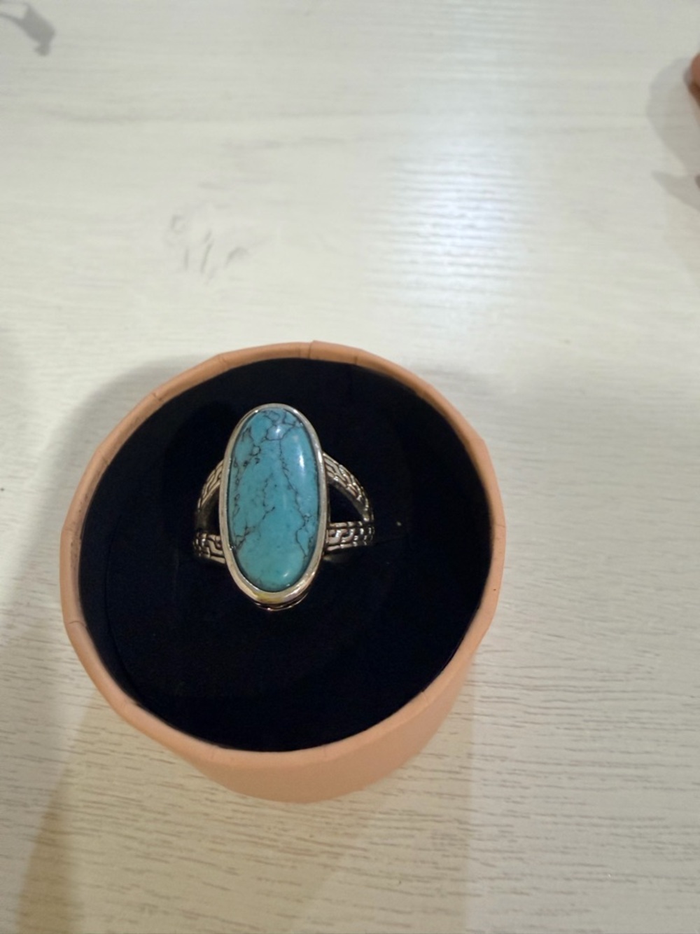 Sterling Silver Turquoise Oval Statement Ring - Blue